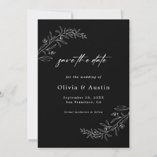 Modern Minimalist Black Wedding Save The Date Invitation
