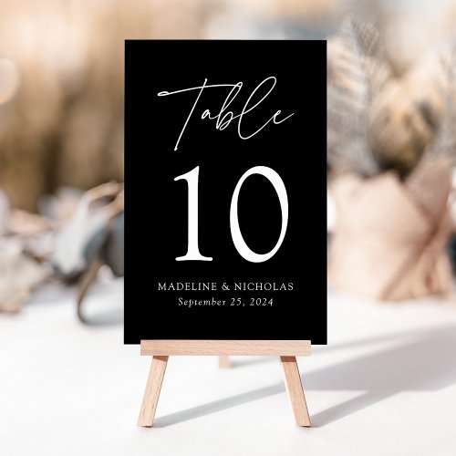 Modern Minimalist Black Wedding Table Number