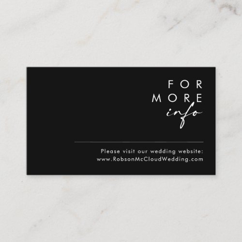 Modern Minimalist  Black Wedding Website Card
