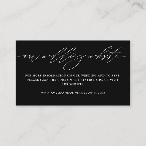 Modern Minimalist Black Wedding Website Enclosure Card