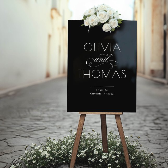 Modern Minimalist Black Wedding Welcome Acrylic Sign