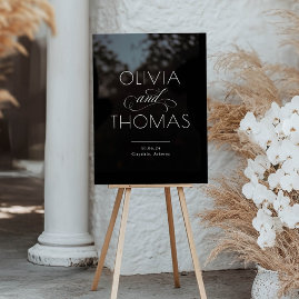 Modern Minimalist Wedding Bar Menu Pedestal Sign