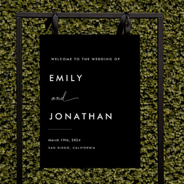 Modern Minimalist Black Wedding Welcome Foam Board (Creator Uploaded)