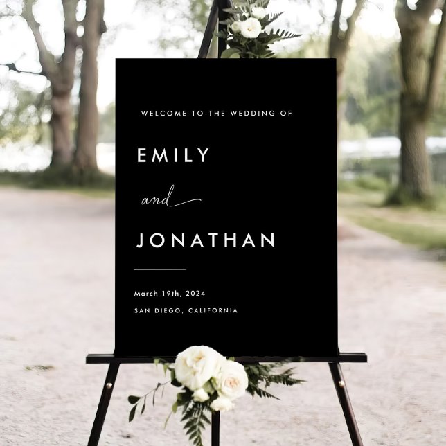 Modern Minimalist Black Wedding Welcome Foam Board (Creator Uploaded)