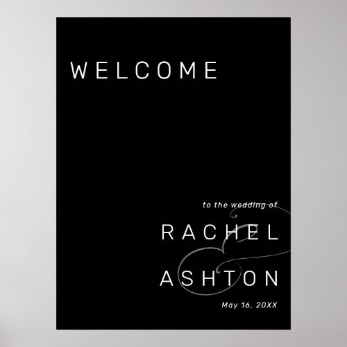 Modern Minimalist Black Wedding Welcome Sign