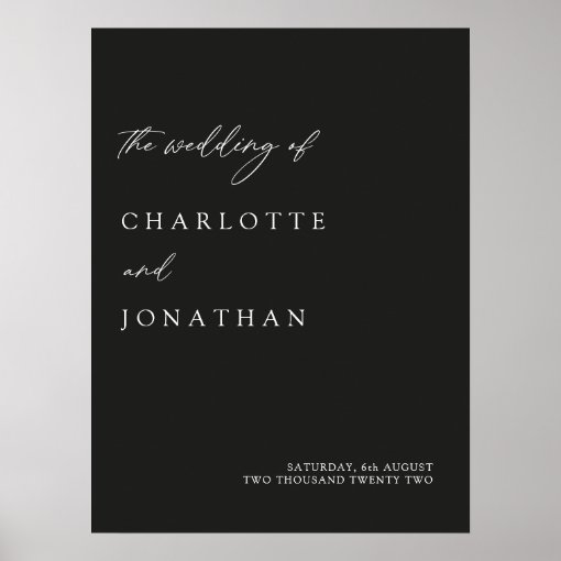 Modern Minimalist Black Wedding Welcome Sign Zazzle