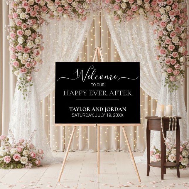 Modern Minimalist Black Wedding Welcome Sign (Creator Uploaded)