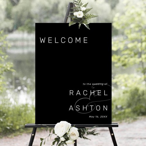 Modern Minimalist Black Wedding Welcome Sign