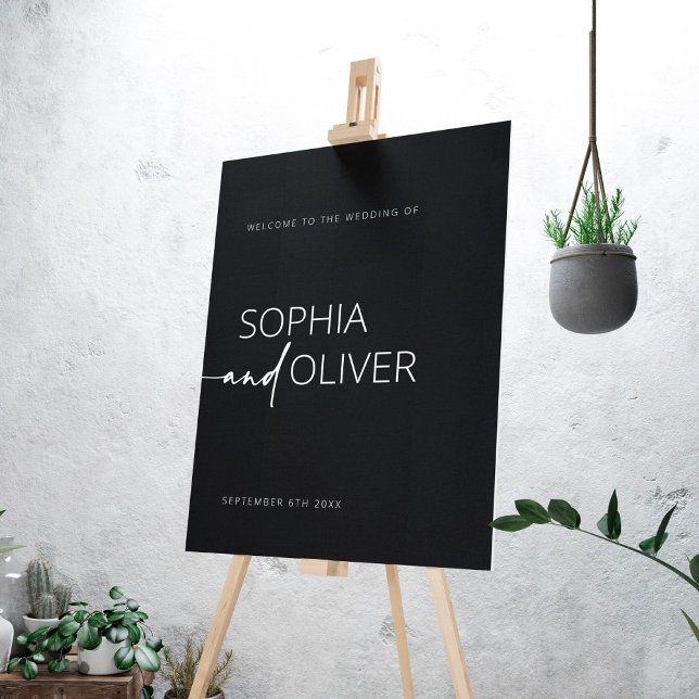 Modern Minimalist Black Wedding Welcome Sign (Creator Uploaded)