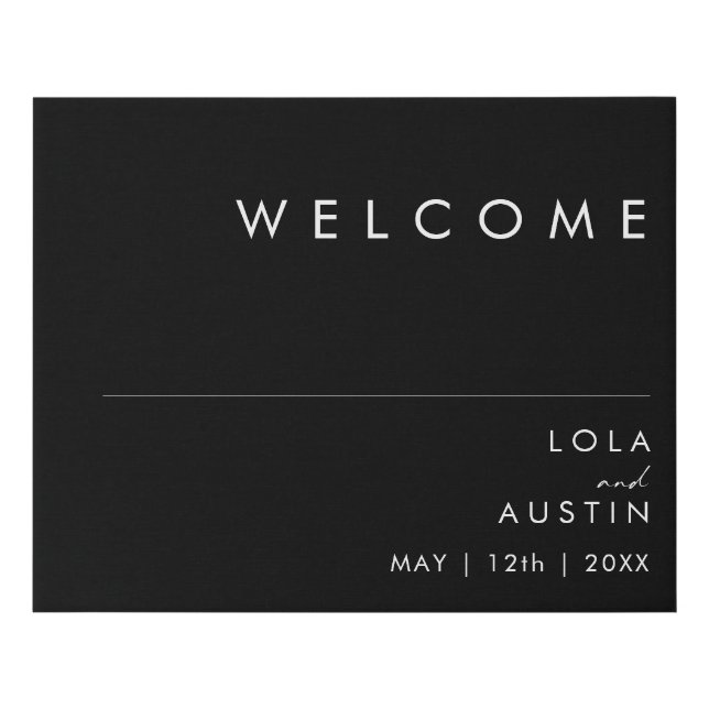 Modern Minimalist | Black Welcome Faux Canvas Print (Front)