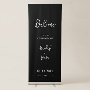 Modern minimalist black Welcome to our wedding Retractable Banner