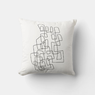 Modern Minimalist Black White Abstract Line Art Throw Pillow