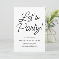 Modern Minimalist Black White Birthday Party Chic