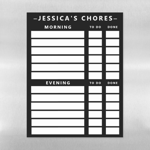 Modern Minimalist Black White Blank Chores  Magnetic Dry Erase Sheet