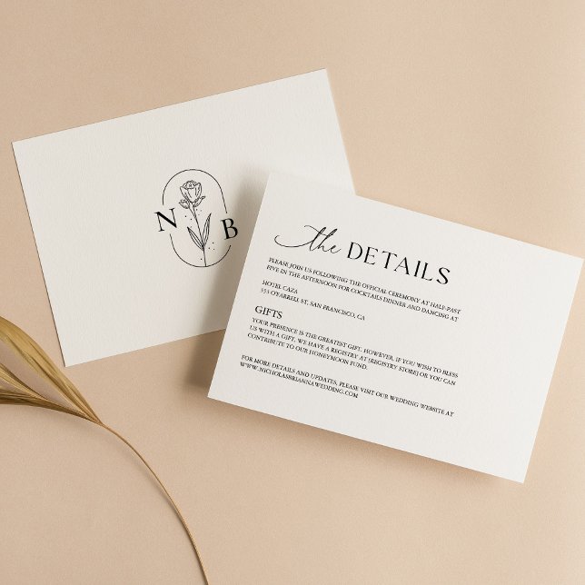 Modern Minimalist Black White Boho Wedding Enclosure Card (Creator Uploaded)