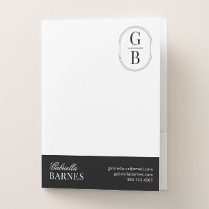 Modern Minimalist Black & White Bold Pocket Folder