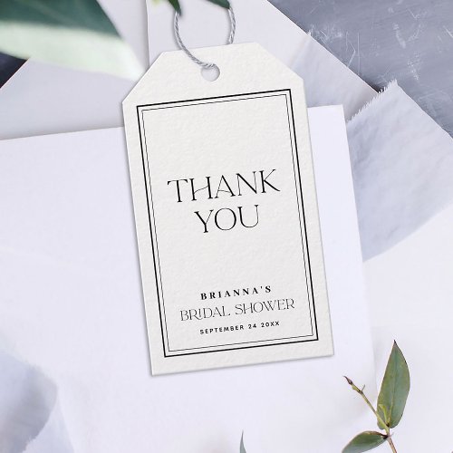 Modern Minimalist Black  White Bridal Shower Gift Tags