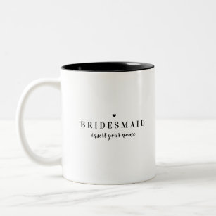 Modern Minimalist Black & White Bridesmaid Wedding Two-Tone Coffee Mug