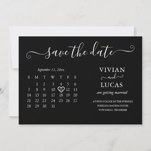 Modern Minimalist Black  White Calendar Budget Invitation