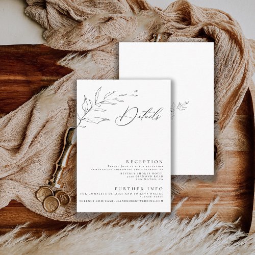 Modern Minimalist BlackWhite Calligraphy Wedding Enclosure Card