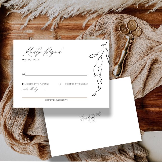 Modern Minimalist Black/White Calligraphy Wedding RSVP Card (Creator Uploaded)