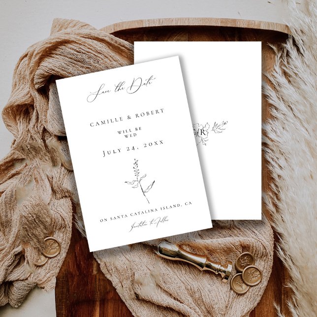 Modern Minimalist Black/White Calligraphy Wedding Save The Date (Creator Uploaded)