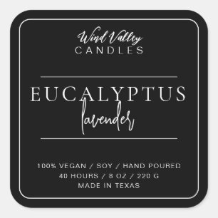 Modern minimalist black white candle label