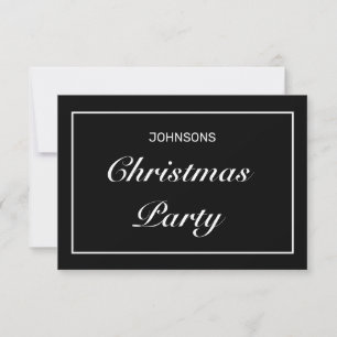 Modern Minimalist Black White Christmas Party RSVP Card