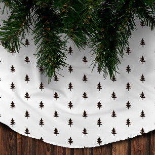 Modern Minimalist Black & White Christmas Tree Brushed Polyester Tree Skirt