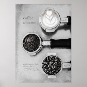 Modern Minimalist Black White Coffee Art Poster