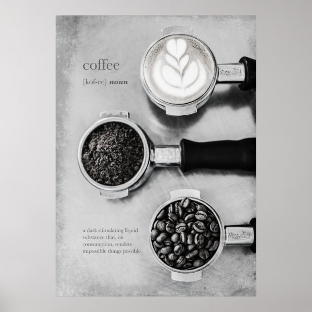 Modern Minimalist Black White Coffee Art Poster (Front)