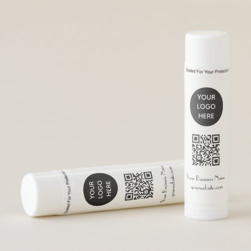 Modern Minimalist Black White Custom logo QR Code Lip Balm