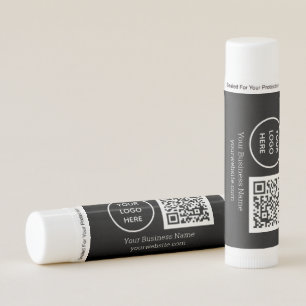 Modern Minimalist Black White Custom logo QR Code Lip Balm