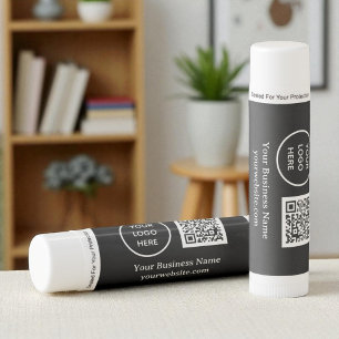 Modern Minimalist Black White Custom logo QR Code Lip Balm