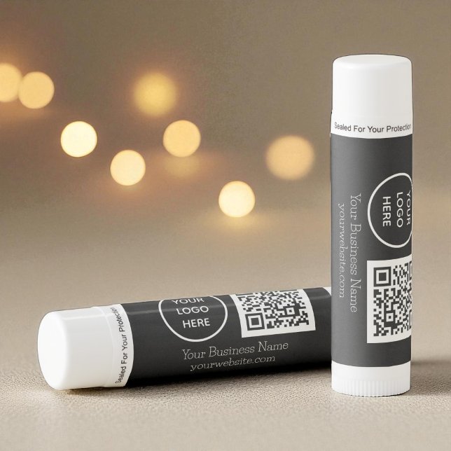 Modern Minimalist Black White Custom logo QR Code Lip Balm (Creator Uploaded)