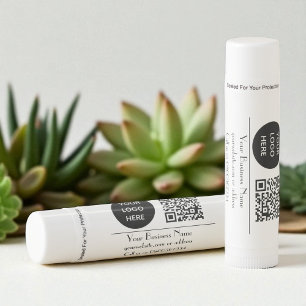 Modern Minimalist Black White Custom logo QR Code Lip Balm