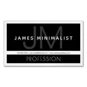 Modern Minimalist Black, White & Dark Gray Business Card Magnet