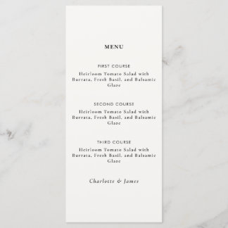 Modern Minimalist Black & White Dinner Menu