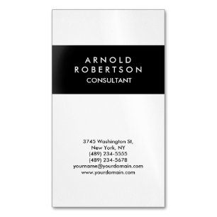 Modern Minimalist Black White Elegant Business Card Magnet