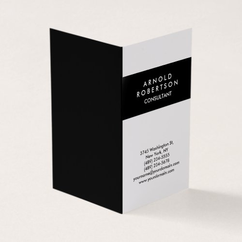 Modern Minimalist Black White Elegant Folded Business Card