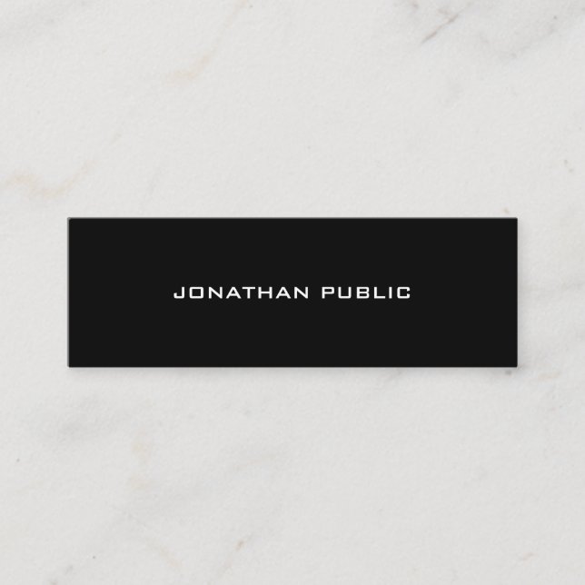 Modern Minimalist Black White Elegant Simple Plain Mini Business Card (Front)