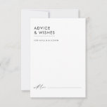 Modern Minimalist Black & White Elegant Wedding Advice Card<br><div class="desc">Convey timeless well wishes with this modern minimalist black and white wedding advice card. Inspired by clean lines and sophisticated simplicity, this design allows your guests to share their heartfelt advice for the happy couple in a way that complements your elegant wedding theme. The crisp black and white color scheme...</div>