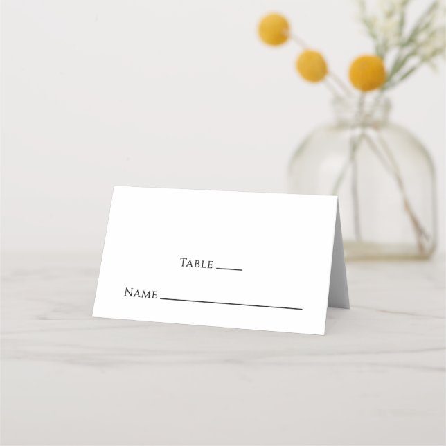 Modern Minimalist Black White Elegant Wedding  Place Card (Front)