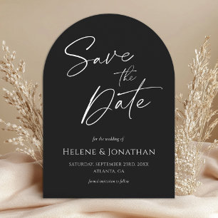 Modern Minimalist Black White Elegant Wedding Save The Date