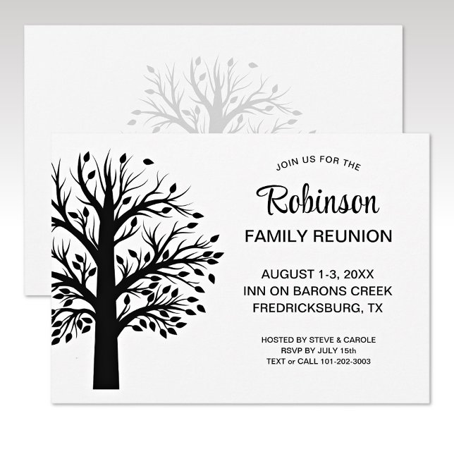 Modern Minimalist Black-White Family Reunion Tree Invitation (Creator Uploaded)