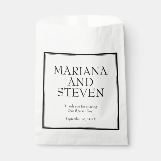 Modern Minimalist Black White Favor Bag (Front)