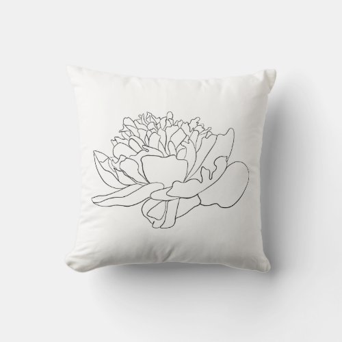 Modern Minimalist Black White Flower Throw Pillow