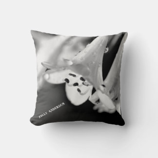 Modern Minimalist Black & White Flower with ursign Throw Pillow