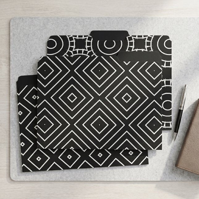 Modern Minimalist Black White Geometric Pattern File Folder (Creator Uploaded)