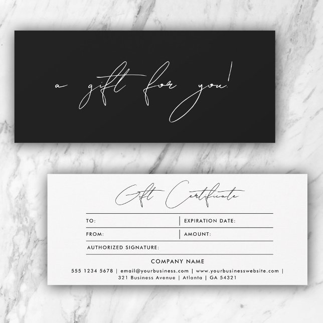 Modern Minimalist Black & White Gift Certificate (Modern Minimalist Black & White Gift Certificate)